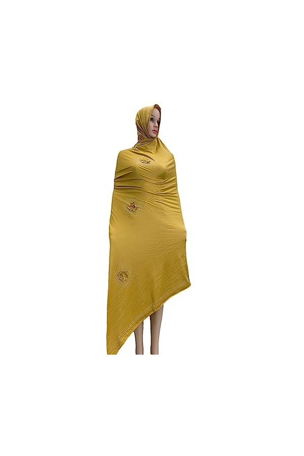 keusyoi Foulard africain en coton brodé musulman hijab pashmina doux turban pour femme châle hijab