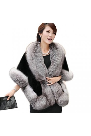 Roniky Cape de mariage/châle en fausse fourrure pour femme - Gris - Taille Unique