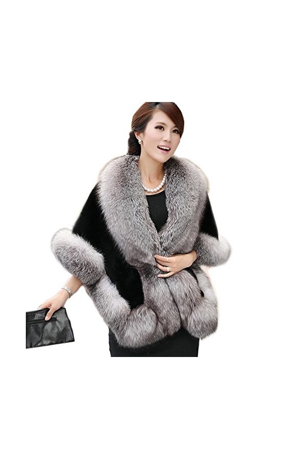 Roniky Cape de mariage/châle en fausse fourrure pour femme - Gris - Taille Unique