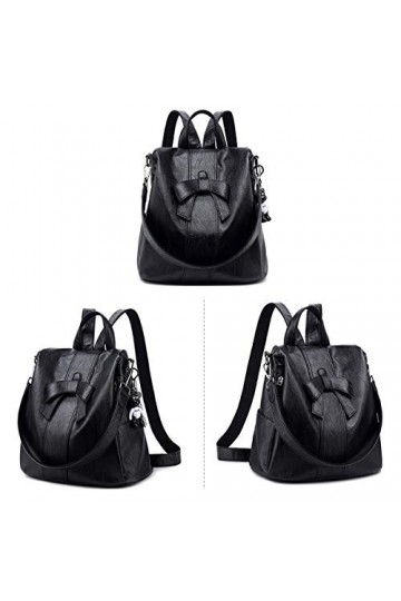 Monitika Sac à dos Femme antivol Mode Cuir loisir Voyage Sac a dos Noir