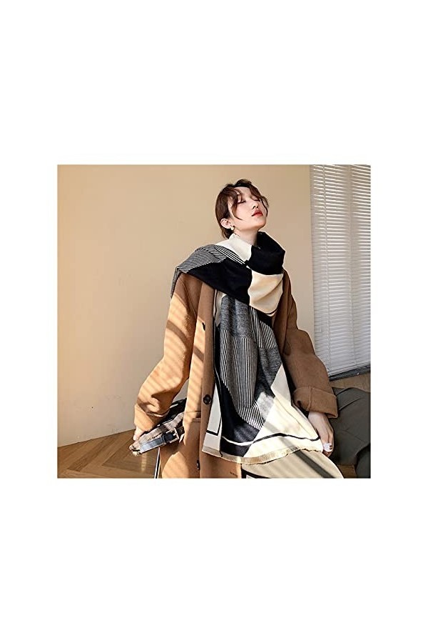 KGDC Echarpe Châle Épais en Cachemire Femme écharpe Hiver Chaud Pashmina Dame châles Wraps imprimé stripté Couverture Couvert