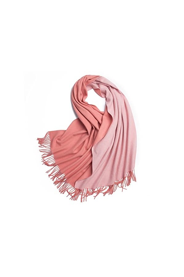 Écharpe dhiver pour femme - Longue écharpe chaude - Réversible - En laine, Couleur-5, L