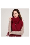 Srfghjs Écharpe Foulard de Laine Femme écharpe Hiver épaissie épaissir des écharpes Chaudes Hiver Couleur Solide Enveloppemen