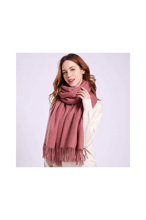Srfghjs Écharpe Foulard de Laine Femme écharpe Hiver épaissie épaissir des écharpes Chaudes Hiver Couleur Solide Enveloppemen