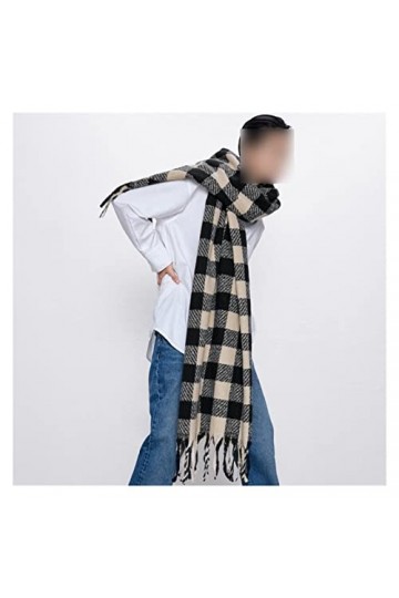 Echarpe TricotéE Douce Femme Hiver Soft Cachemire Écharpe Femmes Black & White Plaid Foulards Écharpes Châle Épaissir Épaissi