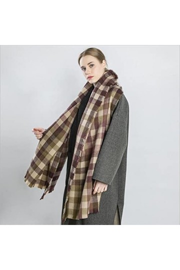 Foulard Femme Soie Cheveux pour De Hiver en Echarpe Nouvelle Écharpe Femmes Écharpe Chaude À Carreaux Femmes Écharpe Wrap Épa