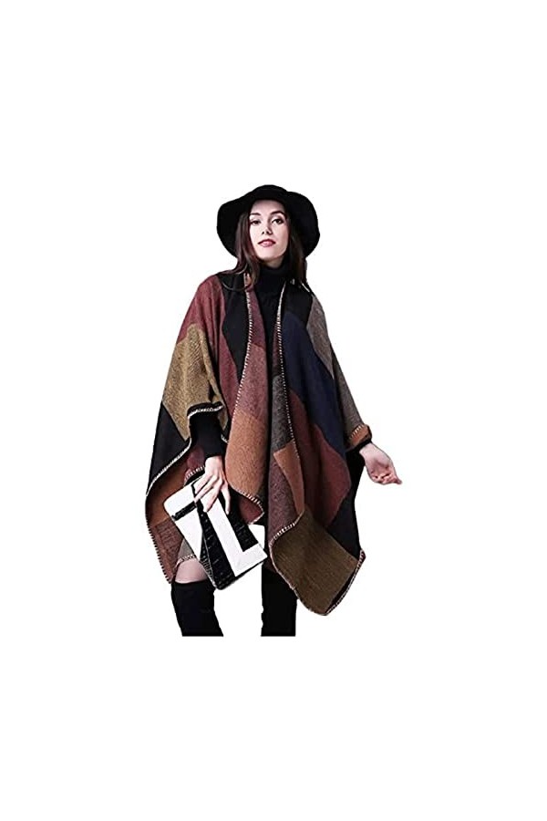 ABGRC Écharpe Imitation Cachemire, châle Double Face, écharpes épaissies à Carreaux Automne Hiver, châle Enveloppant pour Fem