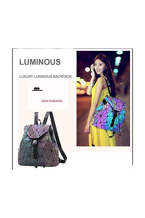Géométrique Sac à Dos de Femmes Sac à Dos Lumineux Nightglowing Mode Sacs à Dos Loisir Sac à Dos de Voyage holographique réfl