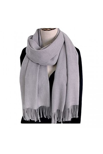 Foulard en Soie, Écharpes de Couverture pour Femmes Chaud Couleur Pure Laine Filature Doux Gland Châle Écharpes dhiver Mode 
