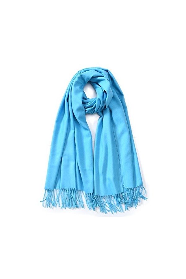 Cindy & Wendy Grand châle pashmina en cachemire doux et soyeux pour femme dans des couleurs unies, Rouge, taille unique