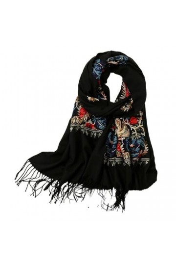 SYT-MD Echarpe Femme, Écharpes en cachemire brodées for femmes, Pashmina de fleurs dhiver for femmes, châle chaud dhiver, g