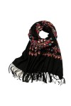 SYT-MD Echarpe Femme, Écharpes en cachemire brodées for femmes, Pashmina de fleurs dhiver for femmes, châle chaud dhiver, g