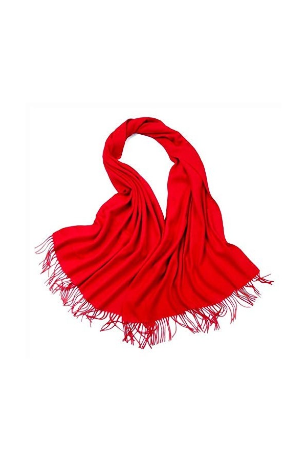 Echarpes Et Chalesécharpe 100% Laine Pour Rester Au Chaud En Hiver Et Châle Épais En Laine Pure Couleur Pompon-Rouge_70 * 200