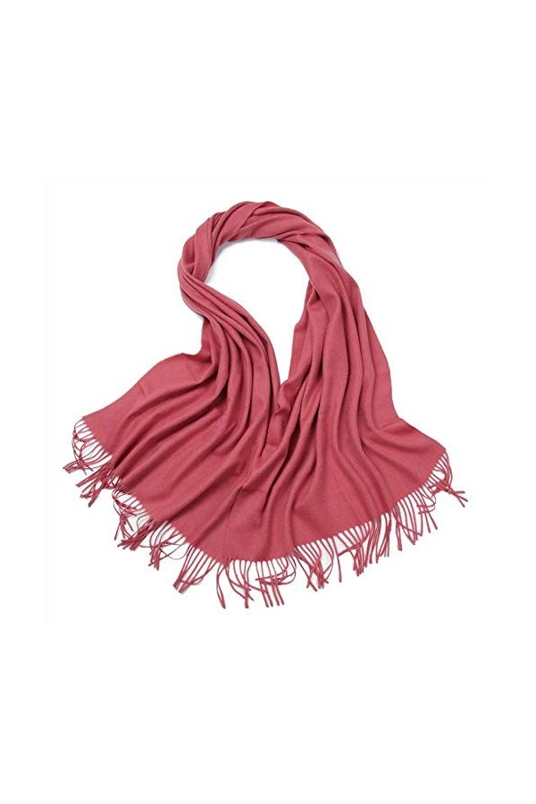 Echarpes Et Chalesécharpe 100% Laine Pour Rester Au Chaud En Hiver Et Châle Épais En Laine Pure Couleur Pompon-Rouge_70 * 200