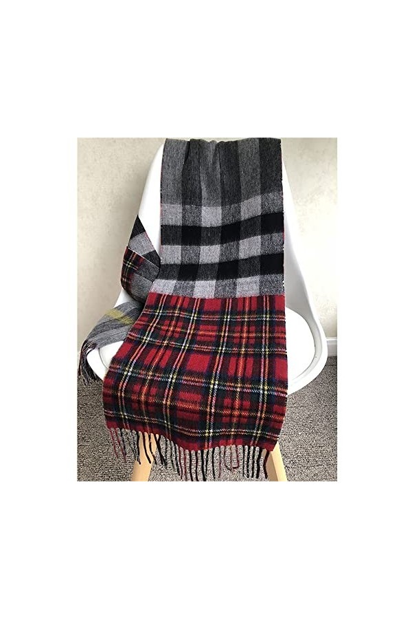 Femmes Hommes Lambswool Écharpe À Carreaux Longue Écharpe dhiver Laine Chaude Et Douce Élégante Écharpe Stola Franges Épaule