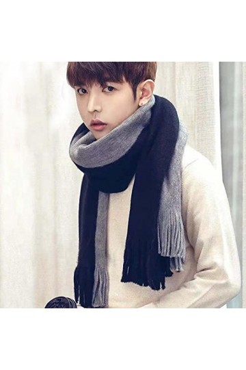 Foulard Femme Cheveux Echarpe Soie Écharpe À Coutures Bicolores New Tassel Warm Écharpe De Couleur Assortie pour Hommes Et Fe