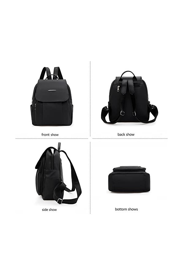 Sac a Dos Femme, Sac à Main Portés Dos Fille Mini Antivol Imperméable Sacs à Dos Voyage en Nylon, Sac d’école en Cuir PU Déco