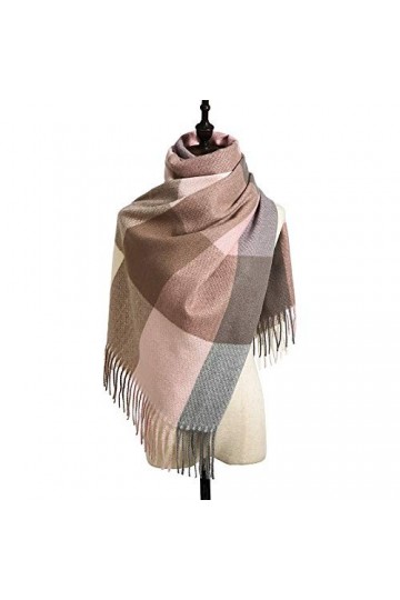 Foulard Femme Soie Cheveux pour De Hiver en Echarpe Dames Long Doux Classique Motif Mode Wrap Femmes Chaud Colorblock Plaid C