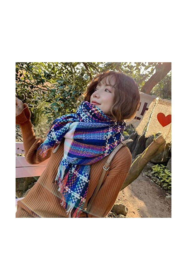 Foulard Femme Soie Cheveux pour De Hiver en Echarpe Mode Turban Écharpe Dames Épais Chaud Plaid Longue Écharpe Châle Dames Mo