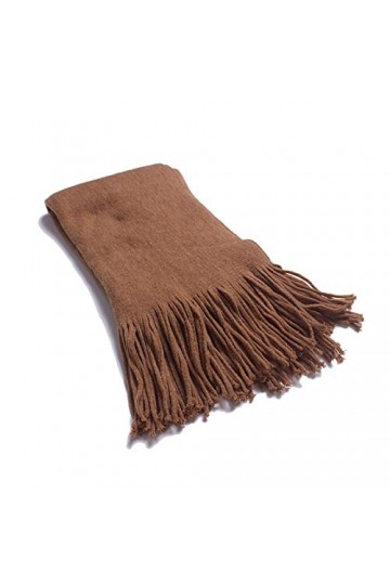 Foulard Femme Cheveux Echarpe Soie Designer Foulards Écharpe en Coton Solide Châle Wrap Tricot Longue Rayure Frange 200X33Cm 