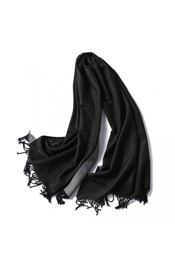 CCBUY Écharpes dhiver pour femmes – Écharpe noire chaude épaisse châle dhiver pour femme Wraps double face femme solide cou