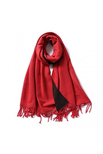 CCBUY Écharpes dhiver pour femme – Écharpe chaude noire rouge épaisse châle dhiver pour femme Wraps double face femme solid