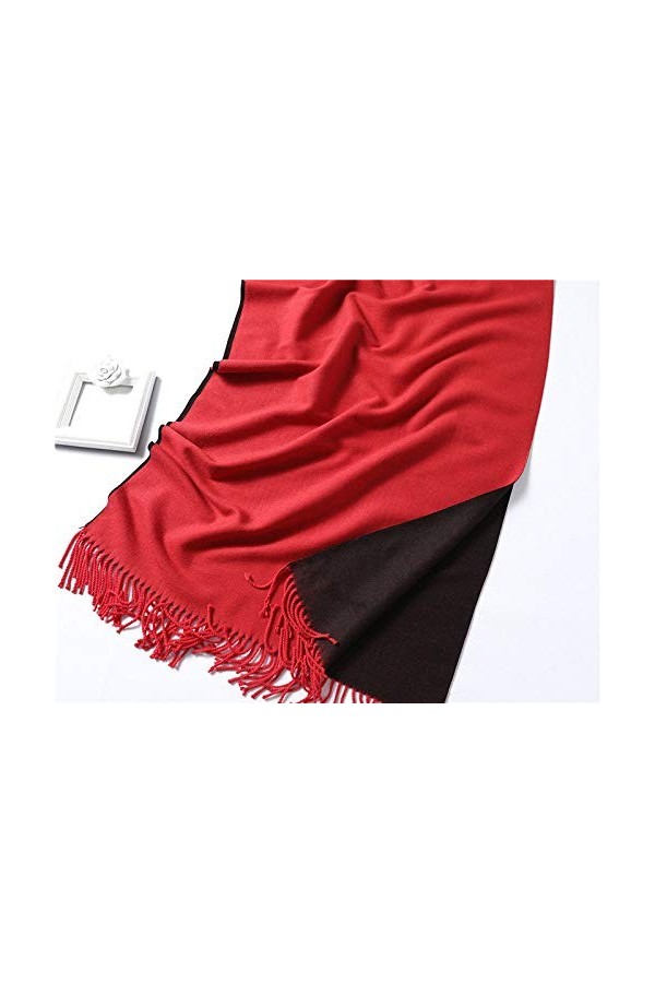 CCBUY Écharpes dhiver pour femme – Écharpe chaude noire rouge épaisse châle dhiver pour femme Wraps double face femme solid