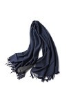 Écharpes dhiver pour femmes - Chaud bleu foncé gris épais double couleur assortie châle hiver femmes enveloppes double face 
