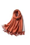 CCBUY Écharpes dhiver pour femmes – Écharpe orange chaude épaisse châle dhiver pour femme Wraps double face pour femme soli