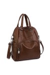 UTO Femme Sac à Dos Sac Porté Main en Multi-Façon Mode Vogue Similicuir PU Cuir Doux Brun