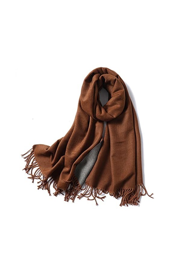 CCBUY Écharpes dhiver pour femme – Écharpe de couleur caramel chaud épais double couleur assortie châle dhiver pour femme W