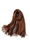 CCBUY Écharpes dhiver pour femme – Écharpe de couleur caramel chaud épais double couleur assortie châle dhiver pour femme W