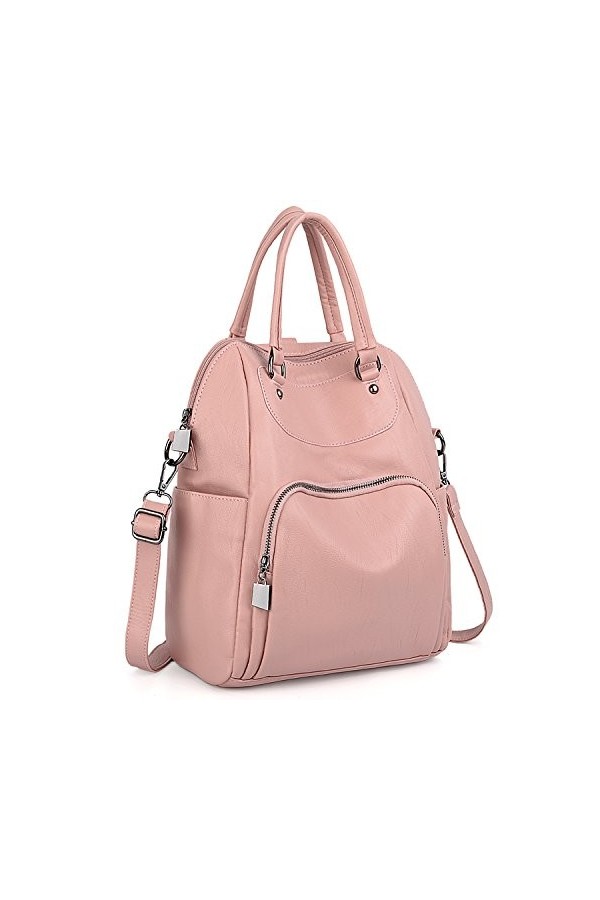 UTO Femme Sac à Dos Sac Porté Main en Multi-Façon Mode Vogue Similicuir PU Cuir Doux Brun