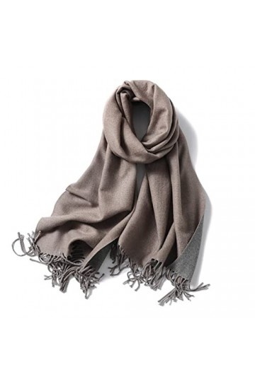 CCBUY Écharpes dhiver pour femme – Écharpe chaude gris kaki épais châle dhiver pour femme Wraps double face femelle solide 