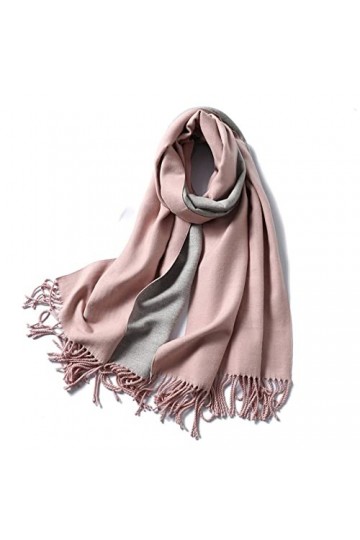 CCBUY Écharpes dhiver pour femme – Écharpe rose clair chaud épais châle dhiver pour femme Wraps double face femelle solide 