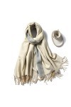 Écharpes dhiver pour femmes - Chaud Beige Gris Écharpe Épais Châle Hiver Femmes Wraps Double Face Femelle Solide Couverture 