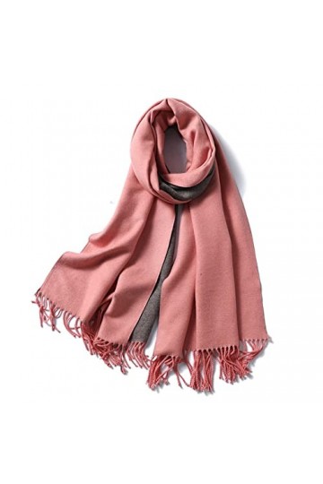 CCBUY Écharpes dhiver pour femmes – Écharpe chaude rose gris épais châle dhiver pour femme Wraps double face femelle solide