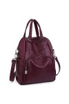 UTO Femme Sac à Dos Sac Porté Main en Multi-Façon Mode Vogue Similicuir PU Cuir Doux Brun
