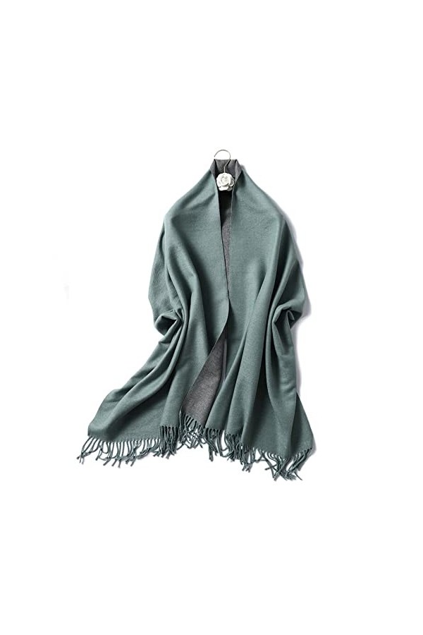 Écharpes dhiver pour femmes – Vert chaud épais double couleur assortie châle dhiver pour femme Wraps double face femelle so