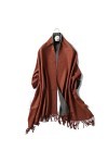 CCBUY Écharpes dhiver pour femme – Rouge brique chaud épais double couleur assortie châle dhiver pour femme Wraps double fa