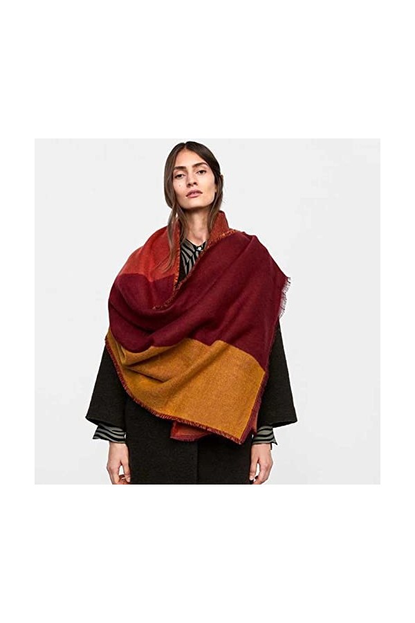 Foulard Femme Soie Cheveux pour De Hiver en Echarpe Écharpe À Carreaux Doux Écharpe pour Dames Marron Dames Châle Wrap Épais 