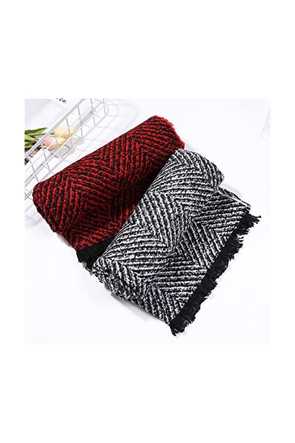 TYXL Foulard de Soie Femme, Écharpe Femmes Écharpe Dames Cachemire Chevrons Motif Chaud Écharpe Femmes Automne et Hiver Coule