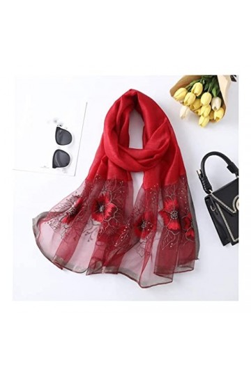 zheyuan Printemps Automne Dames Foulards en Soie brochettes écharpes châle and Wraps écharpe de Fleur Longue for Femmes Pashm