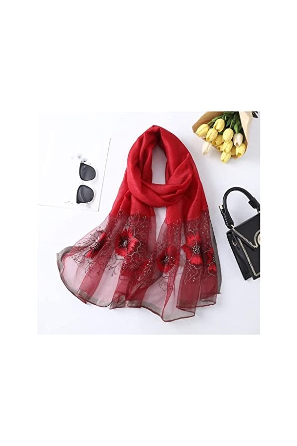 zheyuan Printemps Automne Dames Foulards en Soie brochettes écharpes châle and Wraps écharpe de Fleur Longue for Femmes Pashm