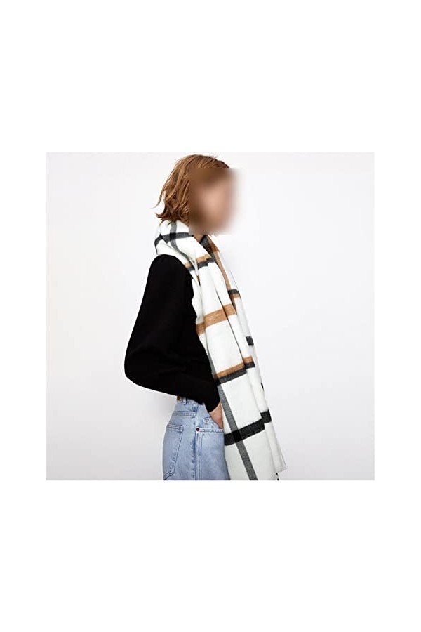 SXGJQ Echarpe TricotéE Douce Femme Écharpe en Cachemire Doux dhiver Femmes Foulards À Carreaux Châle Enveloppes Épaissir Cha