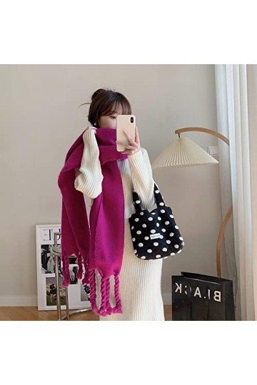 Foulard Femme Soie Cheveux pour De Hiver en Echarpe Épaissie Couleur Unie Châle Écharpe Femmes en Peluche Torsion Gland Échar