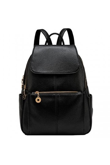 PTKRFMY Sac à Dos Femme Cuir PU Elegant Mode Voyage Loisir Sacs portés main Noir Sac a dos
