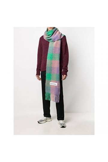 Foulard Femme Soie Cheveux pour De Hiver en Echarpe Écharpe Chaude Unisexe Coupe-Vent Châle Mode Écharpe À Carreaux Colorée 8