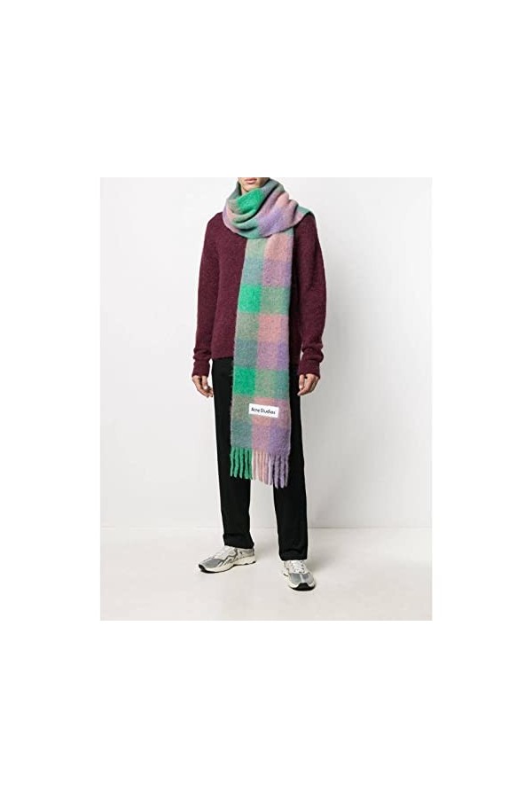 Foulard Femme Soie Cheveux pour De Hiver en Echarpe Écharpe Chaude Unisexe Coupe-Vent Châle Mode Écharpe À Carreaux Colorée 8