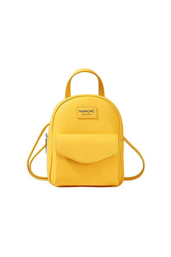 Aomiduo Mini Sac à Dos Femmes, Petit Sac à Bandoulière Sacs à Main Portefeuille, Jaune